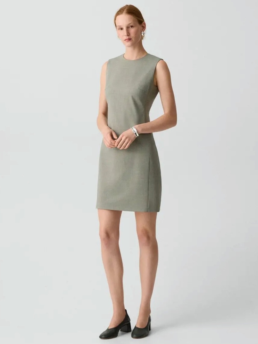 Theory Sleeveless Shift Dress in Sage